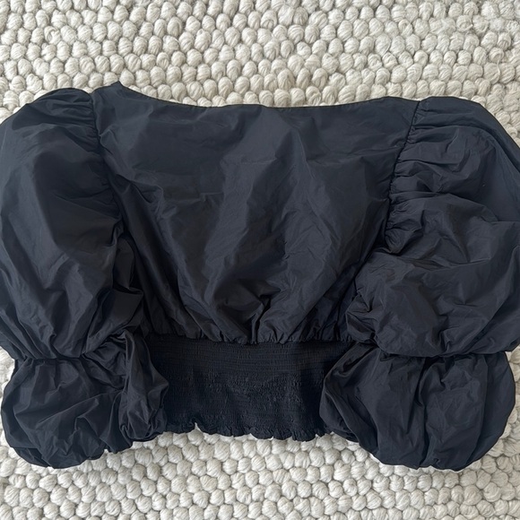 Topshop Black Puff Sleeve Blouse - Picture 3 of 4